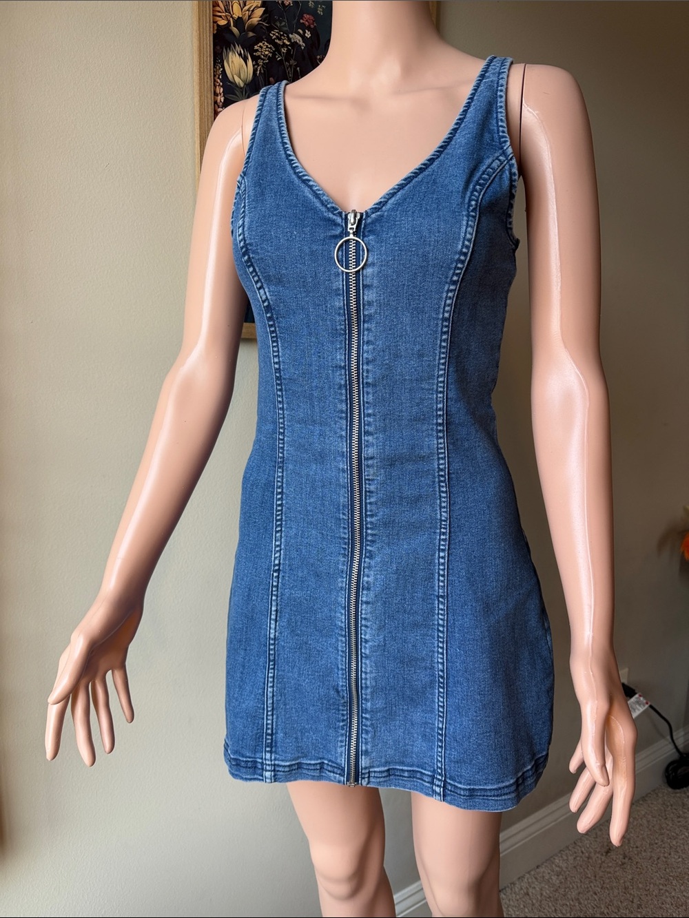 Divided Blue Denim Zip-Front Mini Dress